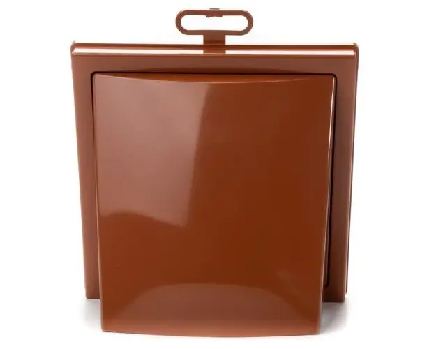 Grila ventilatie Ø100x55mm patrata cu clapeta antiretur, exterior 150x150, ASA plastic, Terracotta