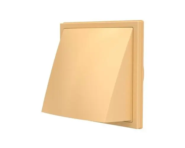 Grila ventilatie cu protectie ploaie si clapeta antiretur, Diametru Ø100mm, exterior 150x150, ASA plastic Beige