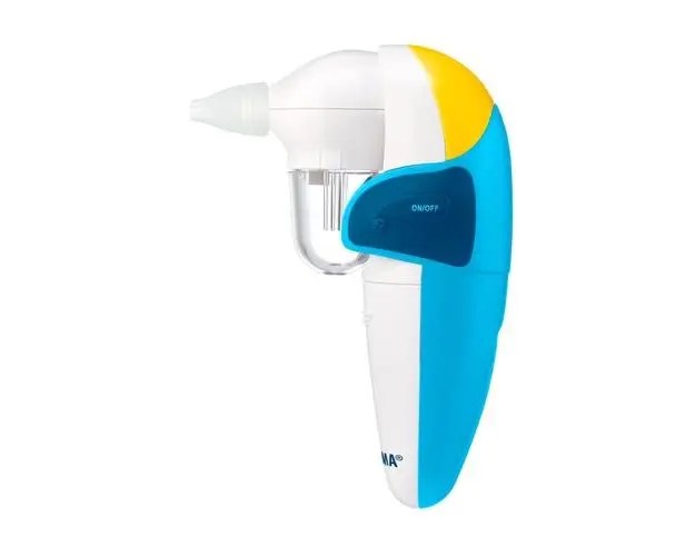 Aspirator nazal electric Novama Pingo, pentru copii 0-12 ani, 2 moduri de aspirare, 2 varfuri silicon, efecte sonore, Alb/Bleu, NS12
