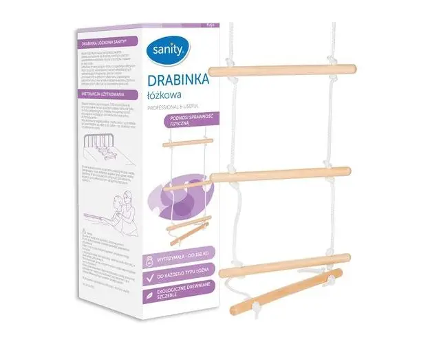 Scara de pat Sanity pentru reabilitare, rezistenta, 6 trepte din lemn ecologic, greutate maxima 150 kg, 180 cm lungime