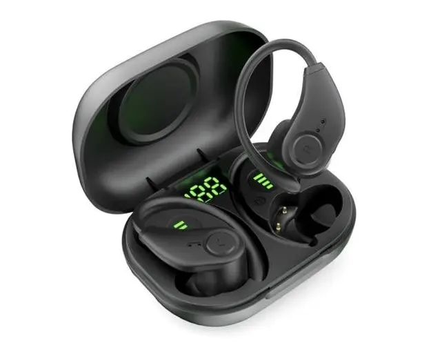 Casti Alergare True Wireless in-ear cu carlig flexibil Bluedio S6 TWS cu cutie de incarcare si transport, Bluetooth 5.1, Control tactil, Type-C (Negru)