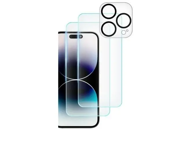 Set 2 folii sticla pentru ecran si folie camera foto TECH-PROTECT Supreme compatibil cu iPhone 15 Pro Max, Transparenta