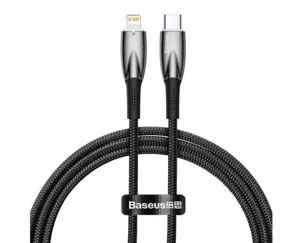 Cablu pentru incarcare si transfer de date Baseus Glimmer, USB Type-C/Lightning, PD 20W, 1m, Negru