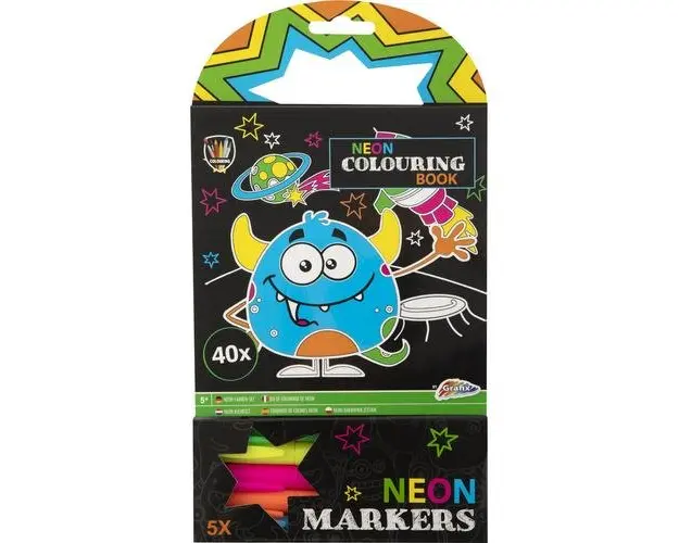 Carte de colorat cu carioci neon - Monstrulet