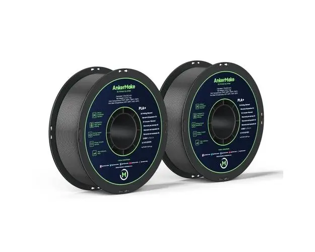 Set de 2 x Filament AnkerMake PLA+ pentru imprimanta AnkerMake 3D, 2 kg, proiectat pentru imprimare de mare viteza (Gri)