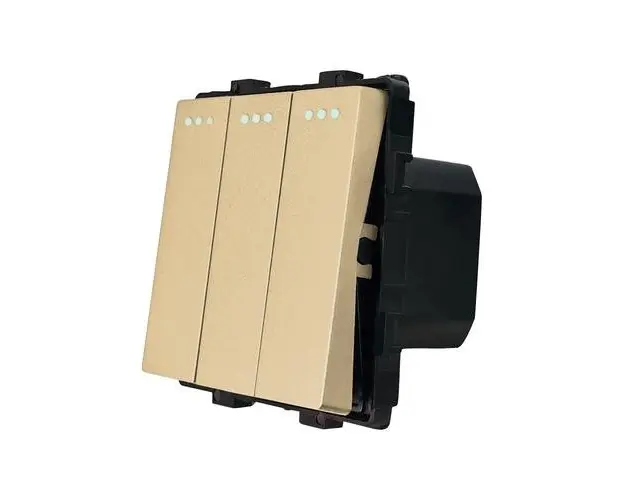 Modul Intrerupator Triplu Mecanic LUXION, Auriu