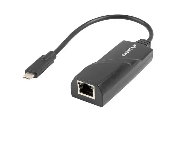 Adaptor LAN Gigabit Lanberg 41871, USB 3.1 tip C la RJ45 ethernet 1000 Mbps (Negru)
