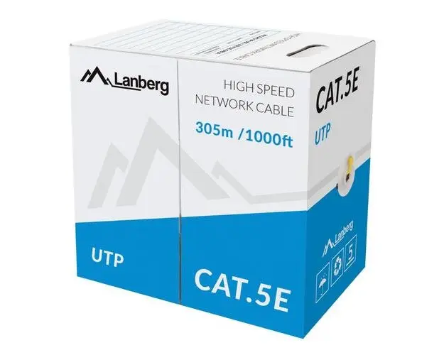 Rola cablu UTP, Lanberg 42763, cat5e, lungime 305m, AWG 24, 100 MHz, solid CCA, ethernet