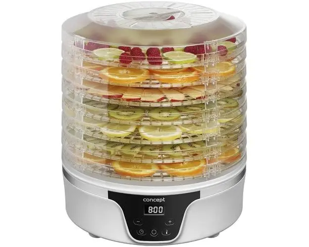 Deshidrator fructe, legume, ciuperci, flori, ierburi, paste digital 380 W Concept SO2090 , control digital, 7 tavi