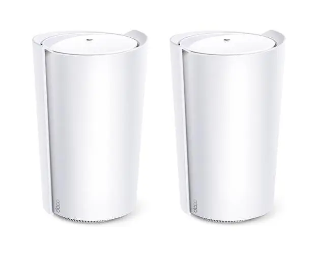 Sistem Wi-Fi Mesh TP-Link Deco X95(2-pack), Wi-Fi 6 Tri-Band AX7800, 1x2.5 Gbps port + 2xGigabit port, 8 fluxuri de date, cu acoperire completa pentru casa, Seamless Roaming, Control Vocal (Alb)