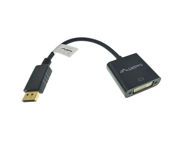 Adaptor Lanberg 40870, DisplayPort tata la DVI-D (24+5) mama, rezolutie Full HD 1080p la 60 Hz, Negru