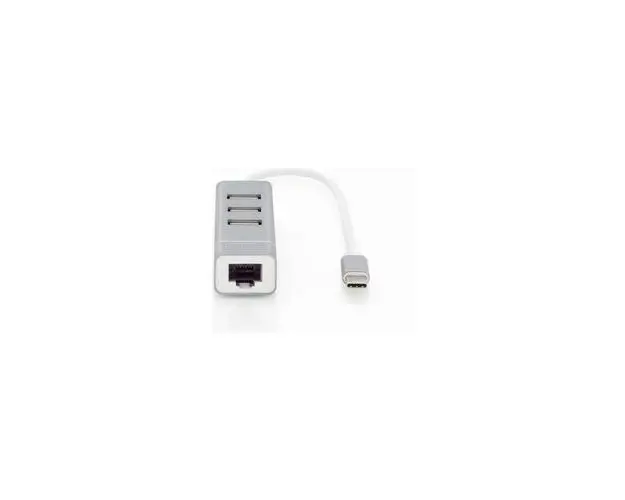 HUB USB 2.0, 3 porturi, Type C, port LAN, Digitus