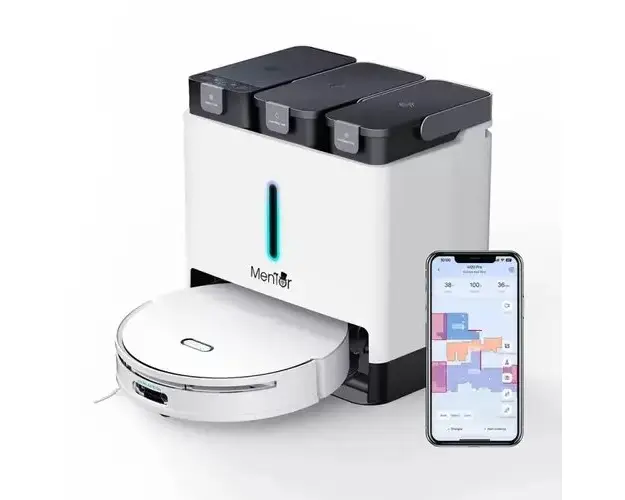 Aspirator Robot Smart Mentor SD007, WiFi 250m, autonomie 220minute, 5000Pa, LiDAR, recipient solutie spalat 4 Litri (Alb)