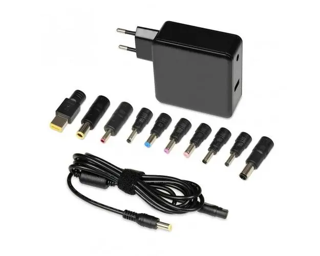 Incarcator universal laptop cu 10 mufe, 65W, compact, automat, port incarcare USB, IBOX IUZ65WA