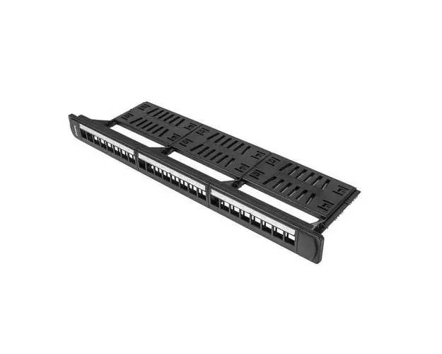 Modul pentru panou de conexiuni cu organizator de cabluri , Lanberg , 24 Porturi 1U , 19'' , negru