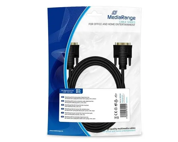 Cablu de conectare monitor MediaRange, DVI/DVI, 2 m, Negru