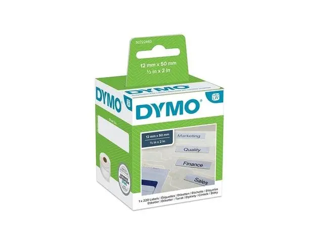 Etichete Dymo LabelWriter DY99017 50x12mm, hartie alba, dosare suspendate