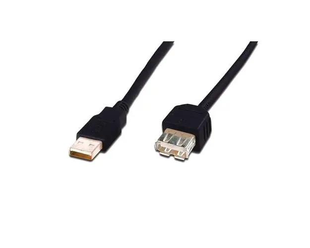 Cablu prelungitor, Assmann, USB 2.0, tip A, 3m, Negru