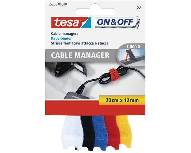 Set 5 prinderi pentru cablu, Tesa, Multicolor