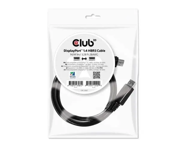 Cablu Club3D DisplayPort 1.4 HBR3, 8K, 60Hz, M/M, 1m