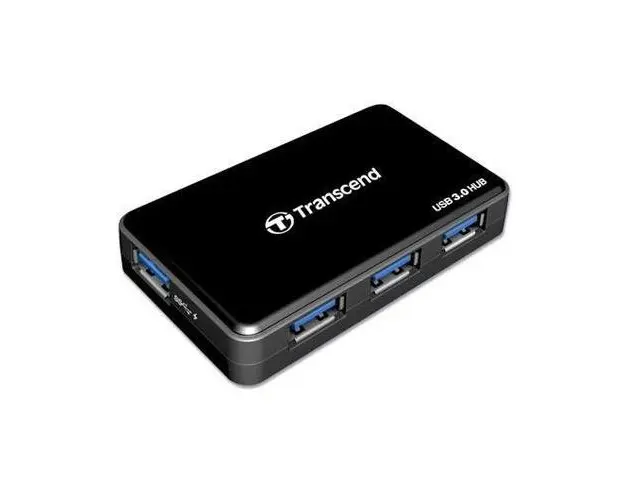 HUB USB 3.0 cu 4 porturi, Transcend, 5000 Mbit/s, Windows 10, Negru