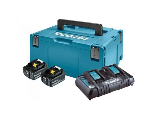 Set 2 acumulatori si incarcator Makita 197629-2, 18 V, 5 Ah, valiza transport