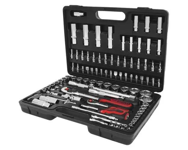 Set 96 chei tubulare KS Tools, Crom-Vanadiu, Nichelate, Rosu/Negru