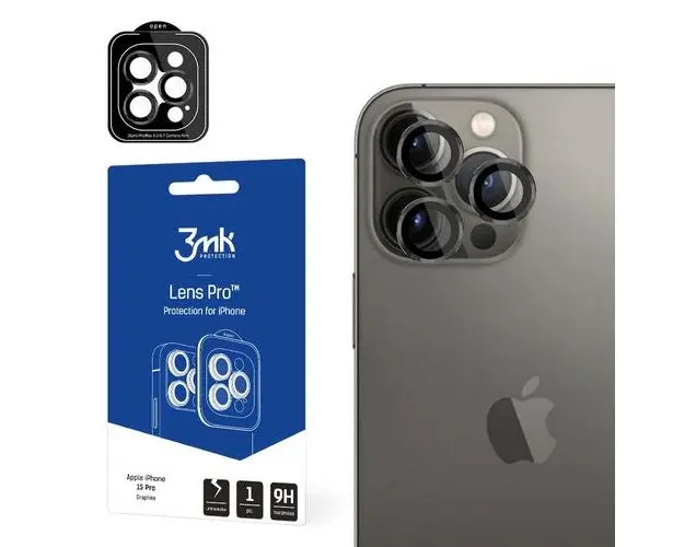 Folie de protectie camera 3mk Lens Protection Pro Graphite pentru iPhone 15 Pro