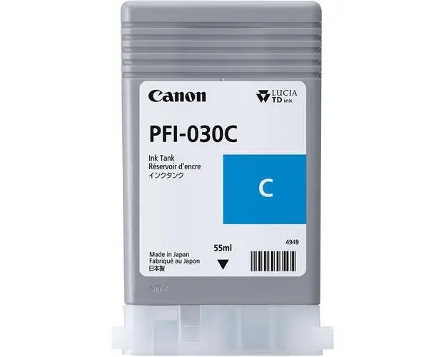 Cartus cerneala Canon PFI-030C, Cyan, capacitate 55ml, pentru Canon imagePROGRAF TA-20, imagePROGRAF TA-30
