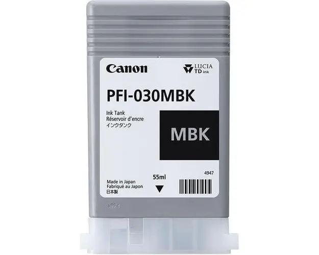 Cartus cerneala Canon PFI-030MBK, Matte Black, capacitate 55ml, pentru Canon imagePROGRAF TA-20, imagePROGRAF TA-30