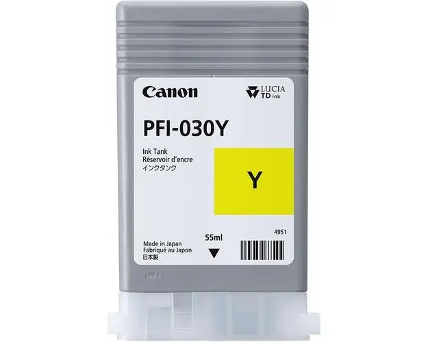 Cartus cerneala Canon PFI-030Y, yellow, capacitate 55ml, pentru Canon imagePROGRAF TA-20, imagePROGRAF TA-30