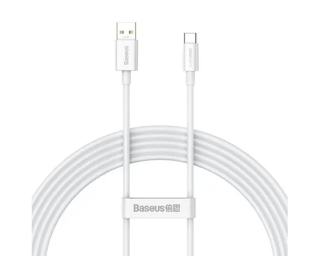 Cablu de date Baseus SUPERVOOC 65 W, USB Type-C, 2 m (Alb)