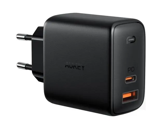 Incarcator retea AUKEY OMNIA Mix, 65W Dual-port, USB, USB Type-C (Negru)