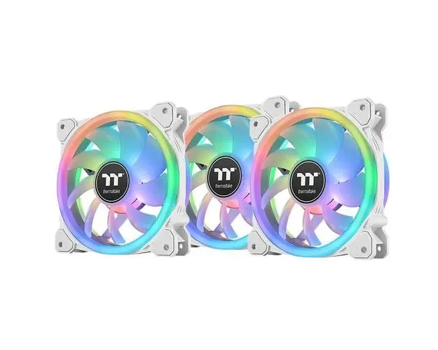 Set 3 ventilatoare Thermaltake Swafan 12 120mm, iluminare aRGB, Alb