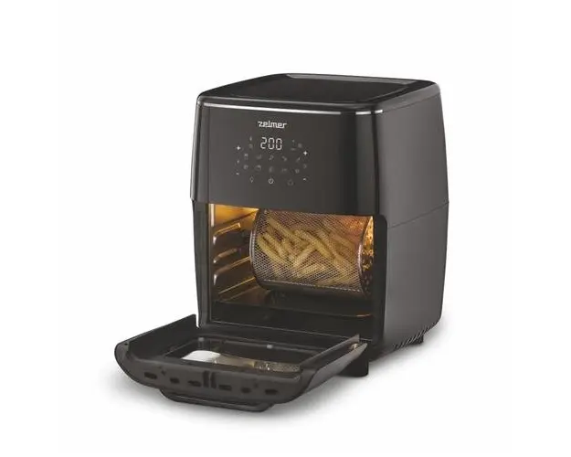 Friteuza cu aer cald Zelmer ZAF7120, 1700 W, 12 L, 10 programe automate, accesoriu rotisor