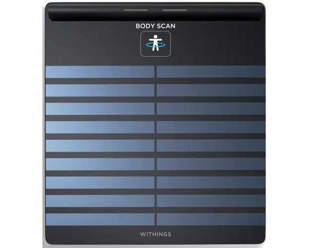 Cantar inteligent Withings Body Scan, Tehnologie Position Control, Baterie li-ion reincarcabila, 4 senzori de greutate, Negru