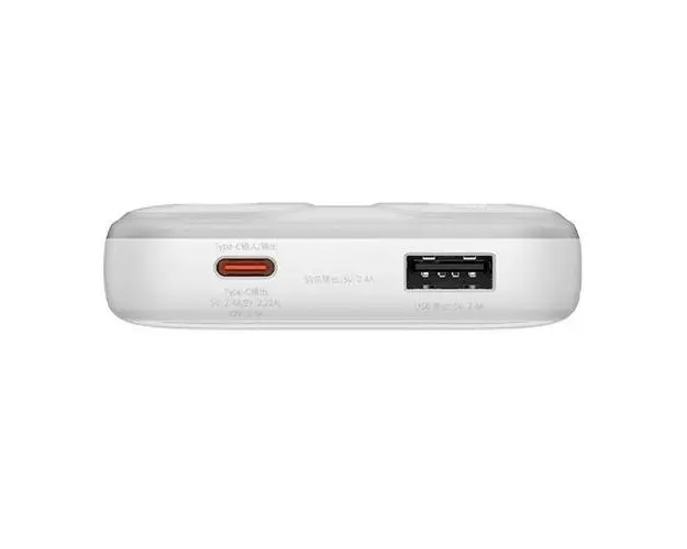 Acumulator extern portabil Baseus Comet, 10000 mAh, Display, 22.5W, Cablu USB-C inclus (Alb)