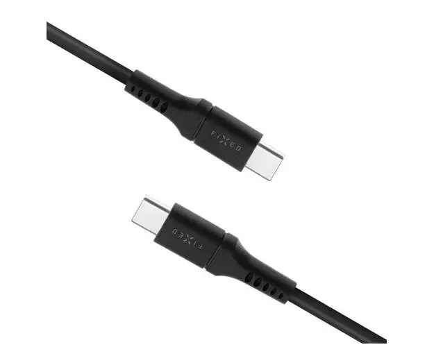Cablu scurt de incarcare si date din silicon FIXED, conectori USB-C/USB-C, suport PD, 0,5 m, USB 2.0, 60 W (Negru)