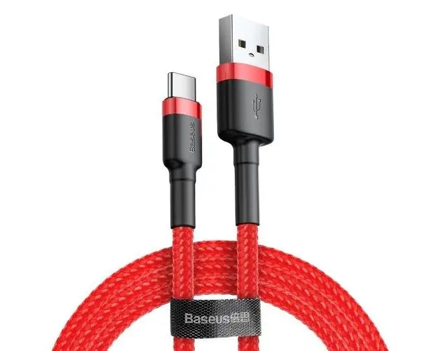 Cablu de date Baseus CATKLF-A09, USB-USB-C, 3 A, 0.5 m (Rosu/Negru)