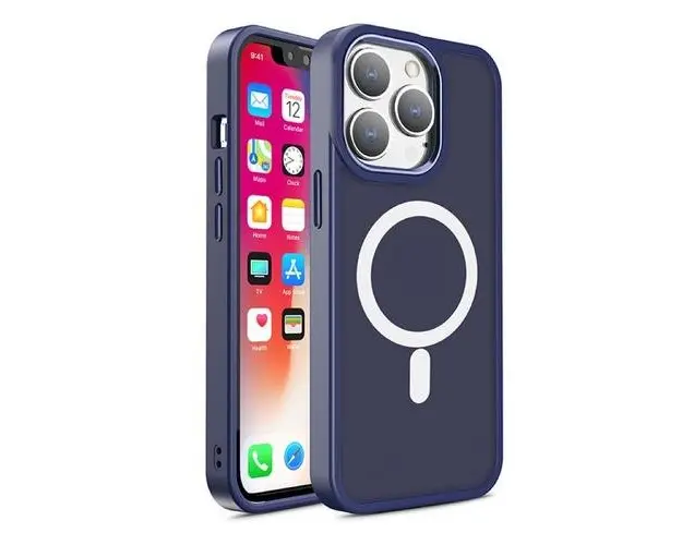 Carcasa Armored Magnetic MagSafe compatibila cu iPhone 15 Pro Max, Albastru