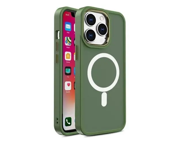 Carcasa Armored Magnetic MagSafe compatibila cu iPhone 15 Pro Max, Verde