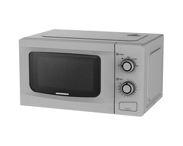 Cuptor cu microunde Heinner HMW-M2035SL, 20 l, 700 W, Control mecanic, Timer, Argintiu