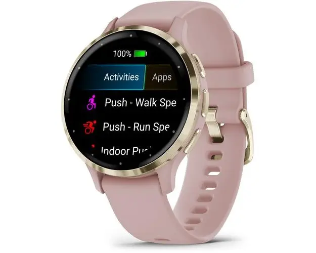 Ceas activity outdoor tracker Garmin Venu 3S, GPS, Wi-Fi, curea silicon, Pink Dawn/Soft Gold