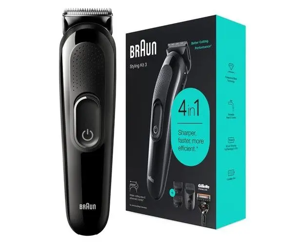 Aparat de tuns barba Braun Styling Kit3 SK3300, 4-in-1 pentru barbati, 2 accesorii