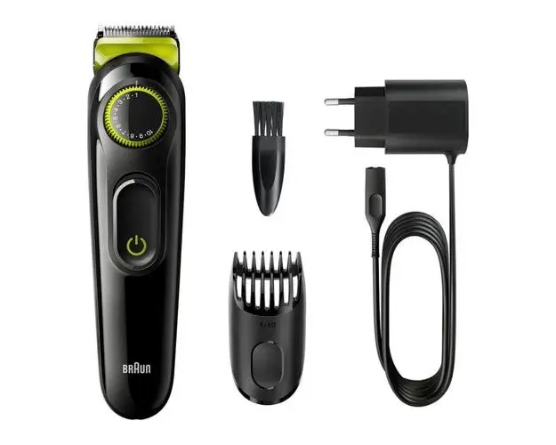 Trimmer pentru barba Braun Series 3 BT3323, Negru/Verde