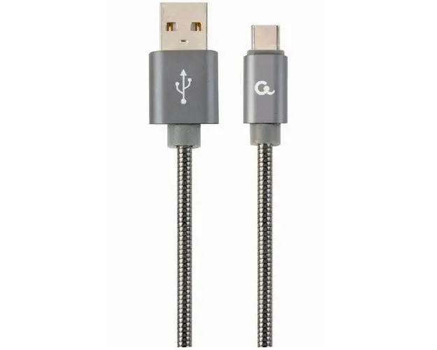 Cablu alimentare si date Gembird, USB 2.0 (T) la USB 2.0 Type-C (T), 1m, Gri / Alb, CC-USB2S-AMCM-1M-BG