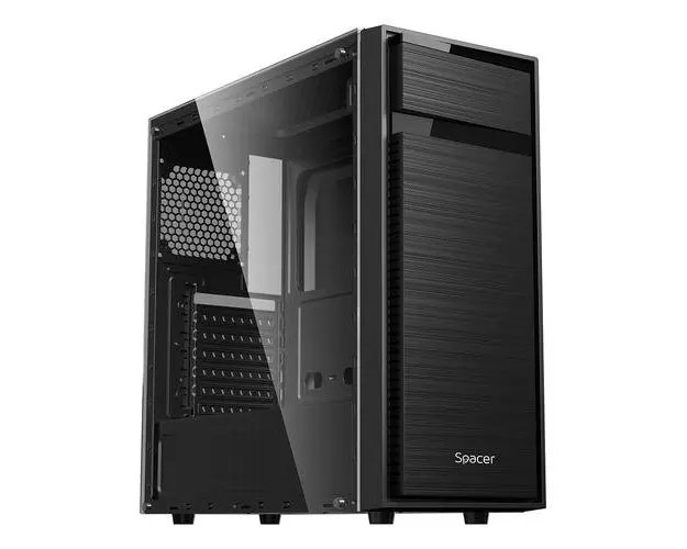 Carcasa SPACER SPCS-GC-TOP-GLASS, Middle Tower, ATX, fara sursa, Negru