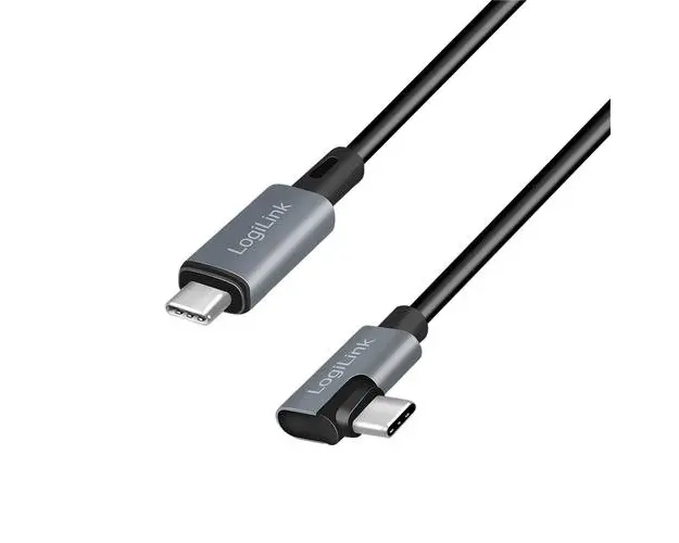 Cablu alimentare si date LOGILINK, pentru smartphone, USB 2.0, USB Type-C (T) la USB Type-C (T) la 90 grade, 1m, PD 100W, 2 x ecranat, plastic, Negru