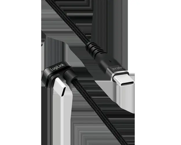 Cablu alimentare si date LOGILINK, pentru smartphone, USB 2.0, USB Type-C (T) la USB Type-C (T) la 180 grade, 3m, Negru