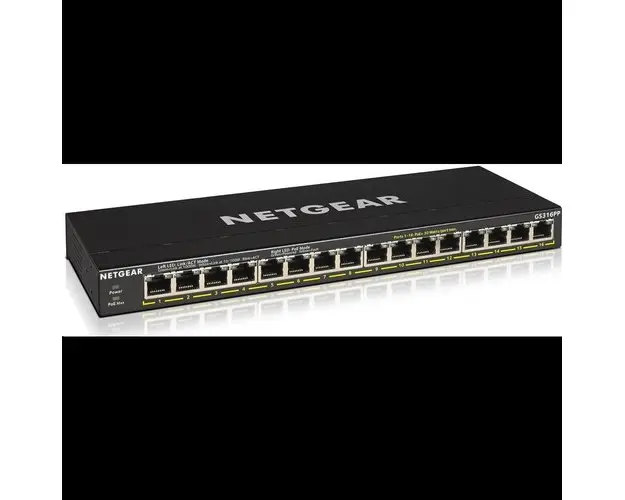 Switch, Netgear, Cu 16 porturi (GS316PP-100EUS), Negru